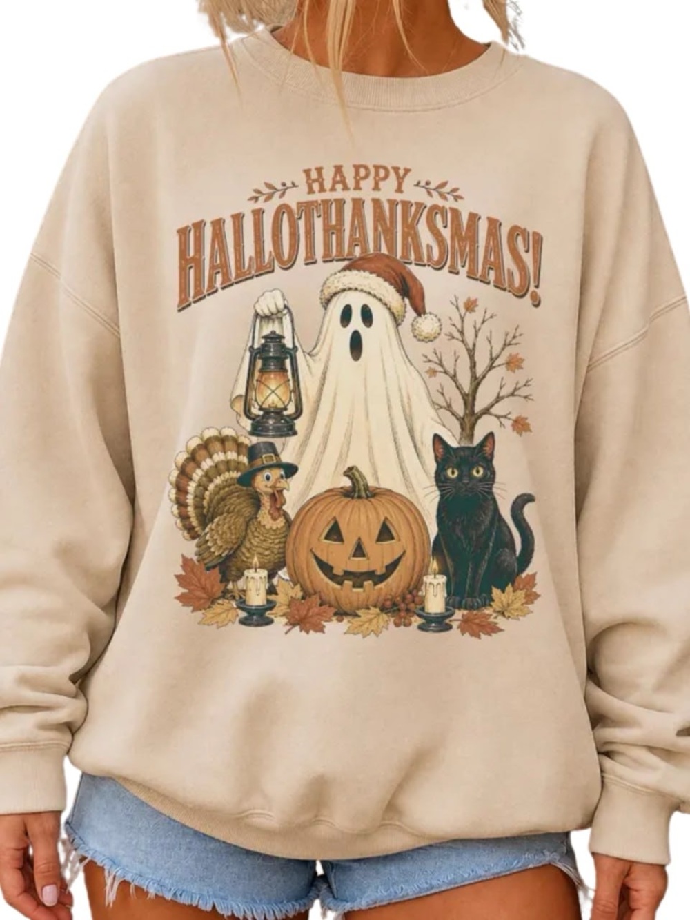 Sand Happy Hallothanksmas Holiday Graphic Sweatshirt